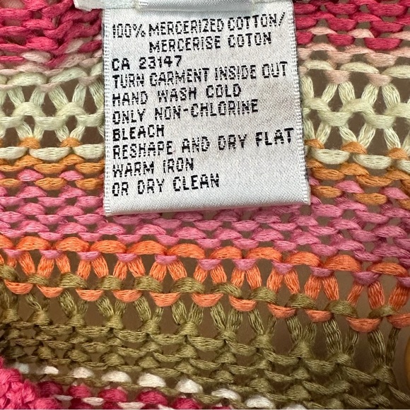 Talbots Striped Cardigan Sweater Knit Wood Beads Cottagecore Boho Y2K Sz Medium - Picture 3 of 5